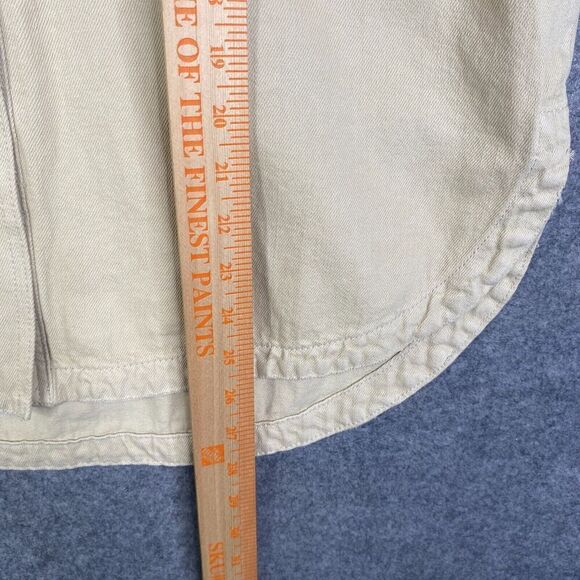 Miou Muse Snap Shirt Jacket Shacket S/M Oversize Cotton Workwear Beige - Picture 6 of 11